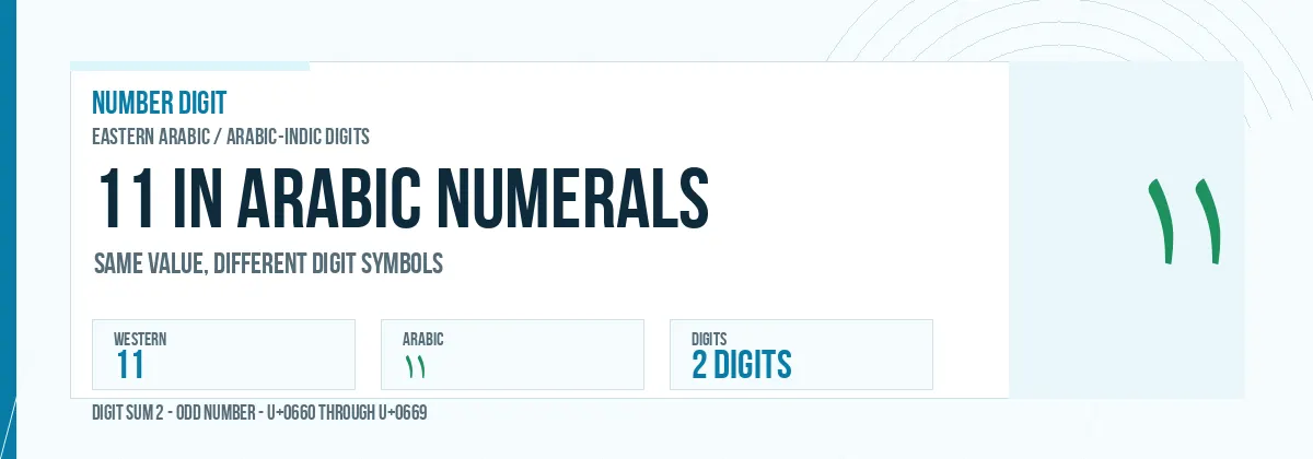 11 in Arabic numerals shown as ١١