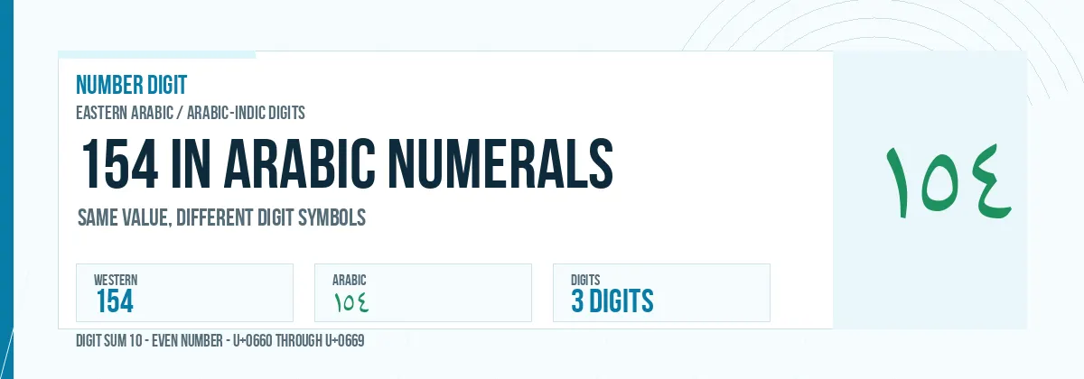 154 in Arabic numerals shown as ١٥٤