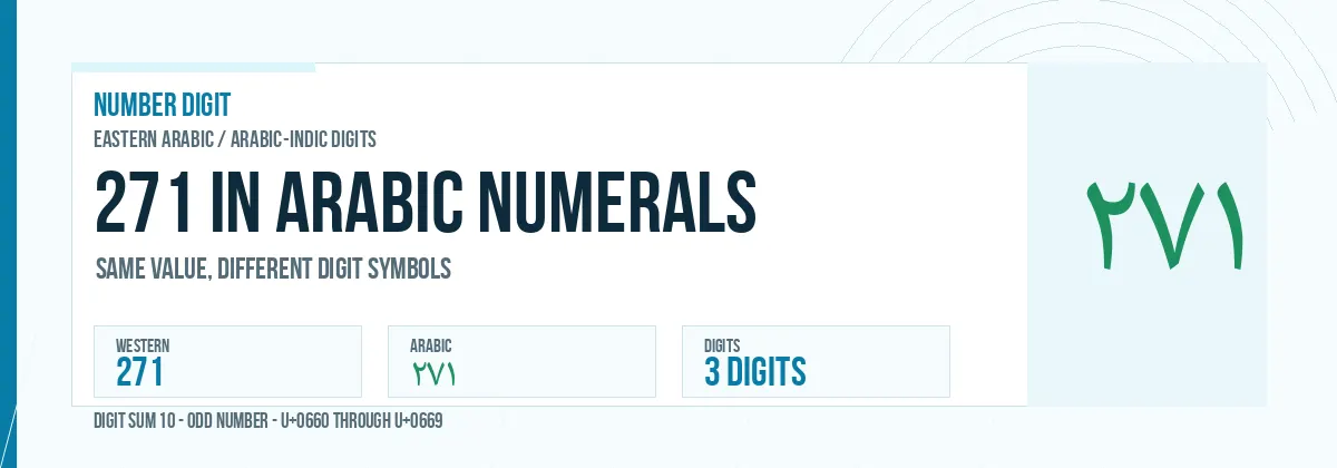 271 in Arabic numerals shown as ٢٧١