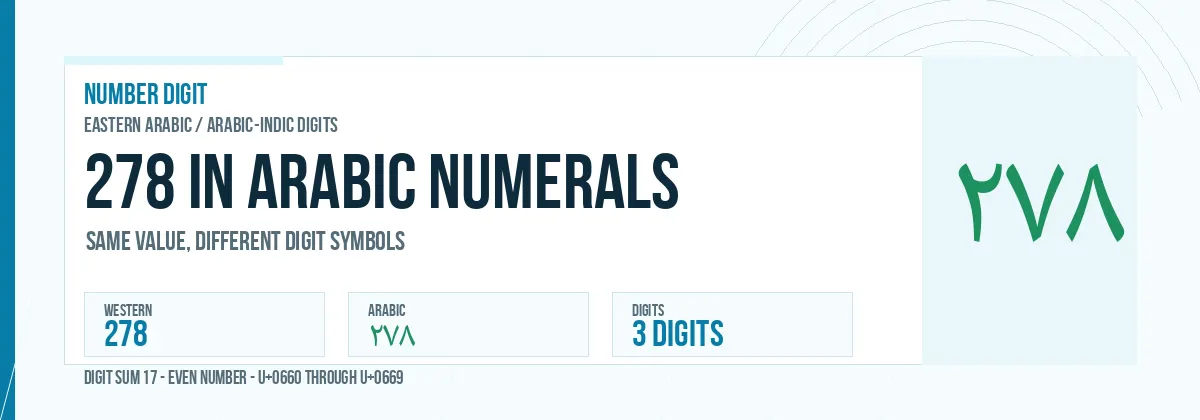 278 in Arabic numerals shown as ٢٧٨