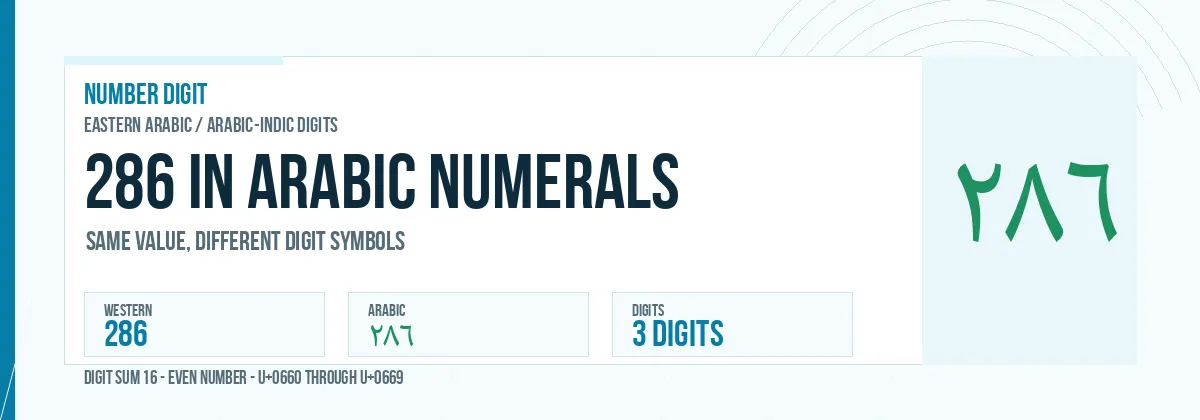 286 in Arabic numerals shown as ٢٨٦