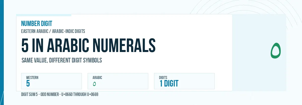 5 in Arabic numerals shown as ٥