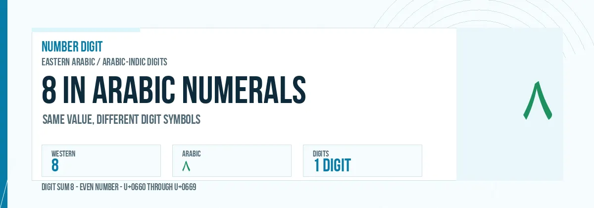 8 in Arabic numerals shown as ٨