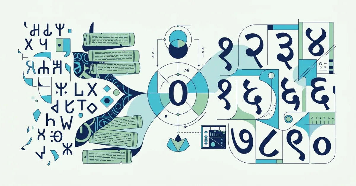 An educational graphic showing Devanagari numerals from zero to nine with their modern Western Arabic equivalents on a clean, light background.